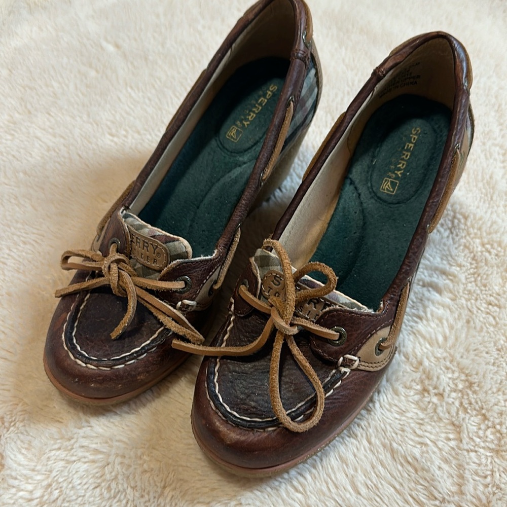Sperry plaid wedge boat shoe